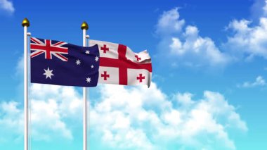 Direğin üzerinde alfa ile birlikte AUSTRALYA ve GEORGIA bayrakları sallanıyor