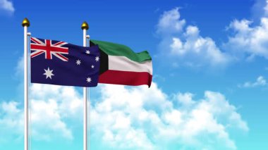 Direkte AUSTRALYA ve KUWAIT bayrakları sallamak alfa ile birlikte