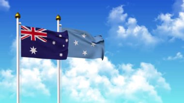 Kutupta alfa ile birlikte AUSTRALYA ve MICRONEZYA bayrakları dalgalanıyor