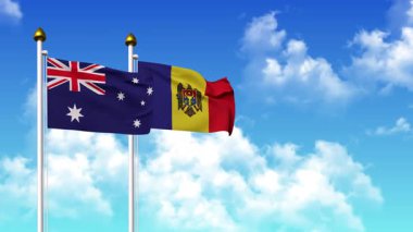 Kutuptaki AUSTRALIA ve MOLDOVA bayrakları alfa ile birlikte sallanıyor