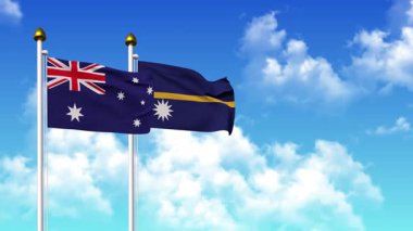 Kutupta alfa ile birlikte AUSTRALYA ve NAURU bayrakları dalgalanıyor