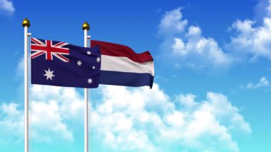 Kutuptaki AUSTRALYA ve NETHERLANDS bayrakları alfa ile birlikte sallanıyor