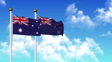 Kutupta alfa ile birlikte AUSTRALYA ve YENİ ZEALAND bayrakları dalgalanıyor