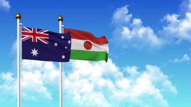 Direğin üzerinde alfa ile birlikte AUSTRALYA ve NIGER bayrakları sallanıyor