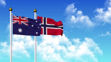 Kutupta alfa ile birlikte AUSTRALIA ve NORway bayrakları dalgalanıyor