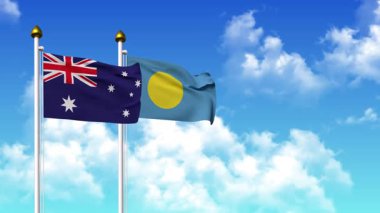 Kutupta alfa ile birlikte AUSTRALIA ve PALAU bayrakları dalgalanıyor