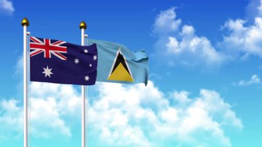 Kutupta AUSTRALYA ve SAINT LUCIA bayrakları dalgalanırken alfa da dahil