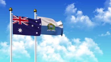 Direkte AUSTRALIA ve SAN MARINO bayrakları dalgalanıyor alfa ile birlikte