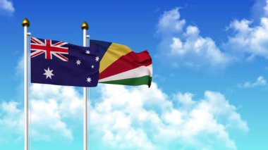 Direğin üzerinde alfa ile birlikte AUSTRALYA ve SEYCHELLES bayrakları dalgalanıyor