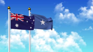 Direğin üzerinde alfa ile birlikte AUSTRALYA ve SOMALIA bayrakları dalgalanıyor