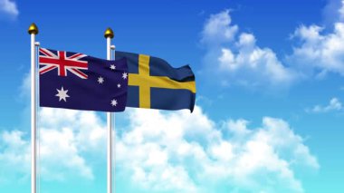 Direğin üzerinde alfa ile birlikte AUSTRALYA ve SWEDEN bayrakları dalgalanıyor