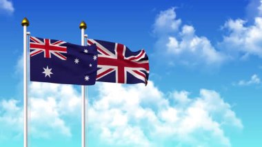 Kutupta alfa ile birlikte AUSTRALYA ve UNITED KINGDOM bayrakları dalgalanıyor