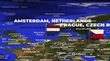 Amsterdam 'dan Prag' a, bayrak iğneli CZECH 'e uçuş