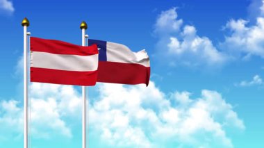 Direkte AUSTRIA ve Şili bayrakları dalgalanıyor alfa ile birlikte.