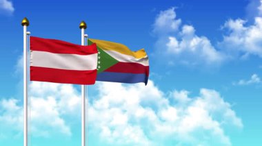 Kutupta alfa ile birlikte AUSTRIA ve COMOROS bayrakları dalgalanıyor