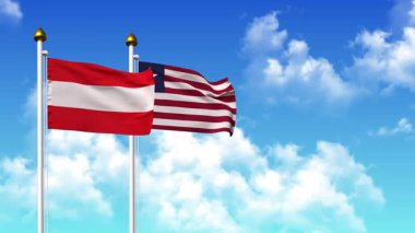 Kutupta alfa ile birlikte AUSTRIA ve LIBERIA bayrakları dalgalanıyor