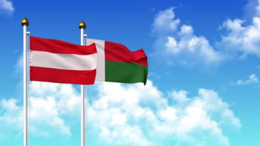 Kutupta alfa ile birlikte AUSTRIA ve MADAGASCAR bayrakları dalgalanıyor