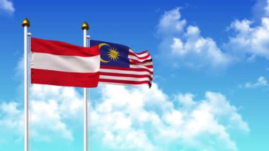 Kutupta alfa ile birlikte AUSTRIA ve MALAYSIA bayrakları sallanıyor