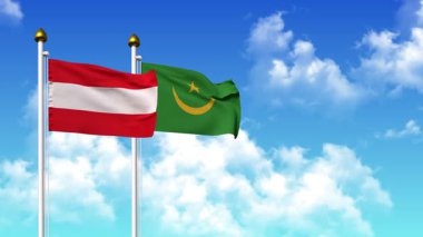 Kutupta alfa ile birlikte AUSTRIA ve MAURITANIA bayrakları dalgalanıyor