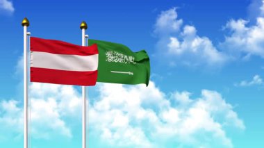 Direkte AUSTRIA ve SAUDI ARABIA bayrakları dalgalanıyor alfa ile birlikte.