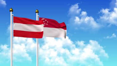 Kutupta alfa ile birlikte AUSTRIA ve SINGAPORE bayrakları dalgalanıyor