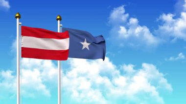 Alfa ile birlikte kutup üzerinde AUSTRIA ve SOMALIA bayrakları dalgalanıyor