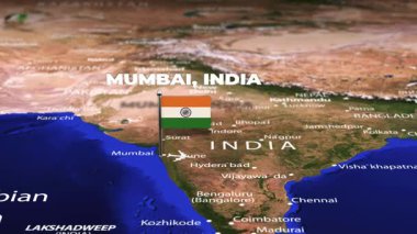 Mumbai 'den Hindistan' a, Bangkok 'a, Tayland' a bayrak iğneli uçuş.