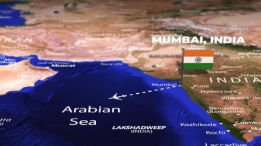 Mumbai 'den Hindistan' a, Buenos Aires 'e, ARGENTINA ARMENIA' ya, bayrak iğneli uçuş.