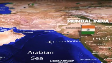 Mumbai 'den Caracas' a, Venezuela 'ya, bayrak iğneli uçuş.