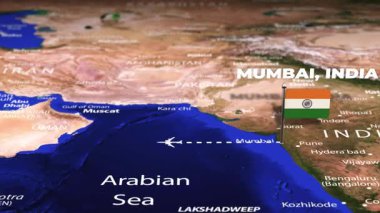 Mumbai 'den Hindistan' a, Kingston JAMAICA 'ya bayrak iğneli uçuş.