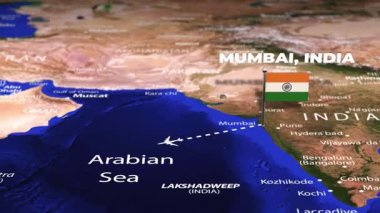 Mumbai Hindistan 'dan Montevideo' ya UZAY ARMENYA 'ya bayrak iğneleriyle uçuş