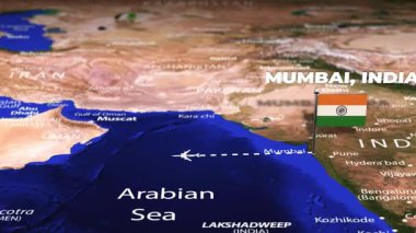 Mumbai 'den Hindistan' a, San Jose KOSTA RICA ARMENYA 'ya bayrak iğneli uçuş