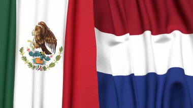 Gerçekçi kumaş dokusuna sahip Meksika ve Güney Amerika bayrakları