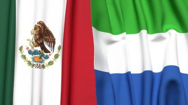 Meksika bayrakları ve gerçekçi kumaş desenli SIERRA LEONE