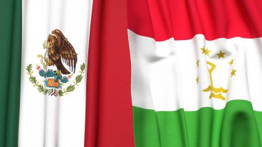 Gerçekçi kumaş dokusuna sahip Meksiko ve TAJIKISTAN bayrakları