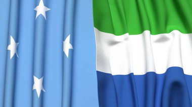 MICRONEZYA ve SIERRA LEone bayrakları gerçekçi kumaş dokusuyla