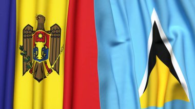 MOLDOVA ve SAINT LUCIA bayrakları.