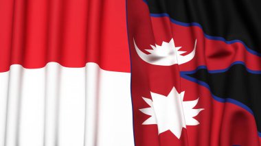 Monako ve NEPAL bayrakları gerçekçi kumaş dokusuyla