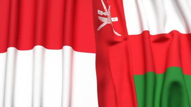 Monako ve OMAN bayrakları gerçekçi kumaş dokusuyla