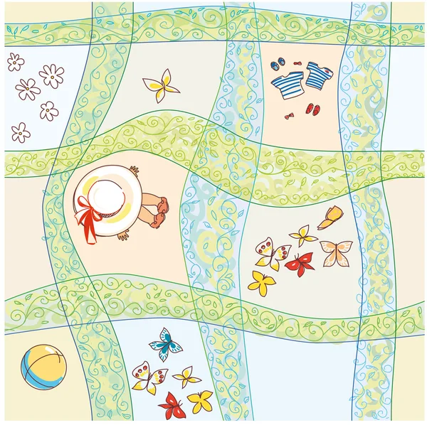 Yaz parlak arka plan dekoratif dalgalar ile