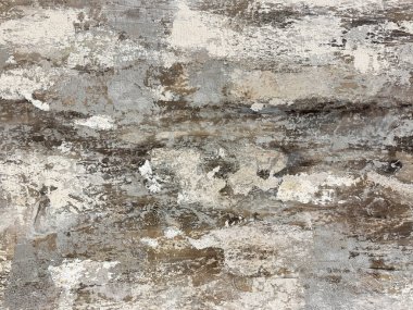 Rastgele dekoratif boya dokusunu soyut grunge ve toprak desenle kapatıyoruz. Gri, siyah, beyaz ve kahverengi tonlarında. Grafik arkaplan. Kusursuz arkaplan dokusu