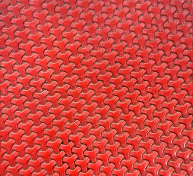 Modern geometrik goyard desen tasarımına yakın çekim. Koyu kırmızı renkli örgü desenli, dokuma şekilli. Kusursuz arkaplan dokusu.