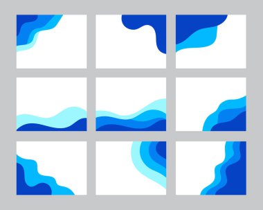 Modern soyut mavi dalga grafik tasarımları seti. Sunumlar, web ve markalaşma projeleri için mükemmel.