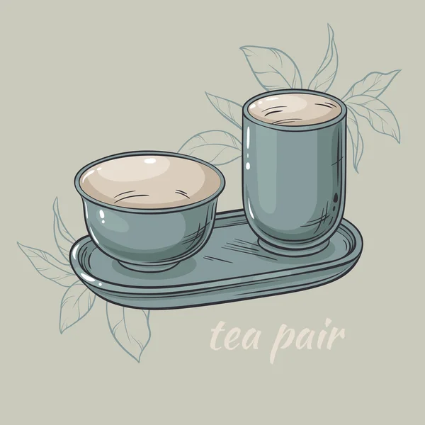 Εικονογράφηση με τσάι ζευγάρι — Διανυσματικό Αρχείο