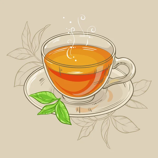 Чашка чая на коричневом фоне — стоковый вектор