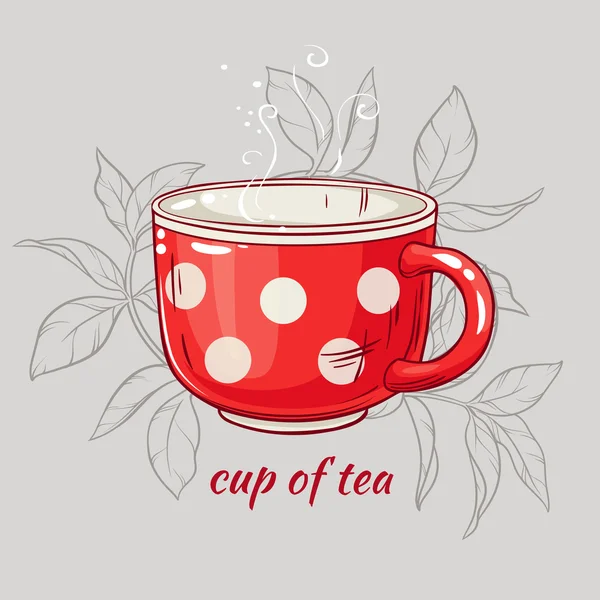 Cup of tea on color background — Stock Vector