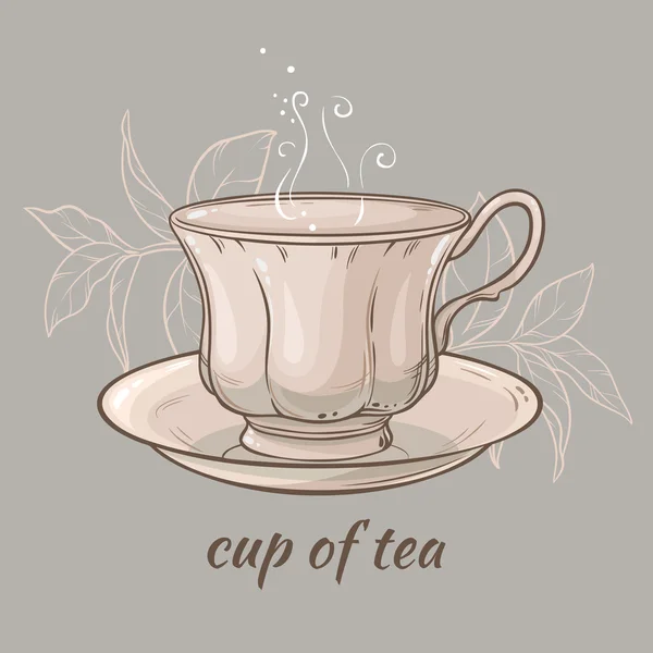Xícara de chá no fundo cinza — Vetor de Stock