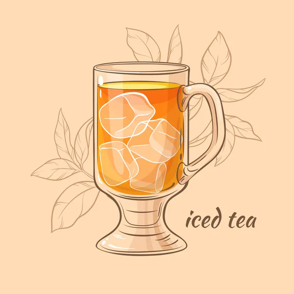 Té helado sobre fondo de color — Vector de stock