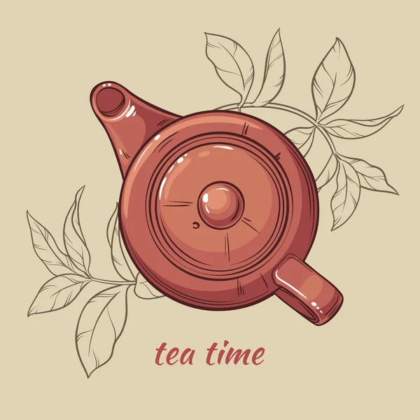 Brown teapot on brown  background — Stock Vector