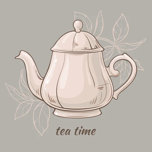 Белый чайник на сером фоне — стоковый вектор